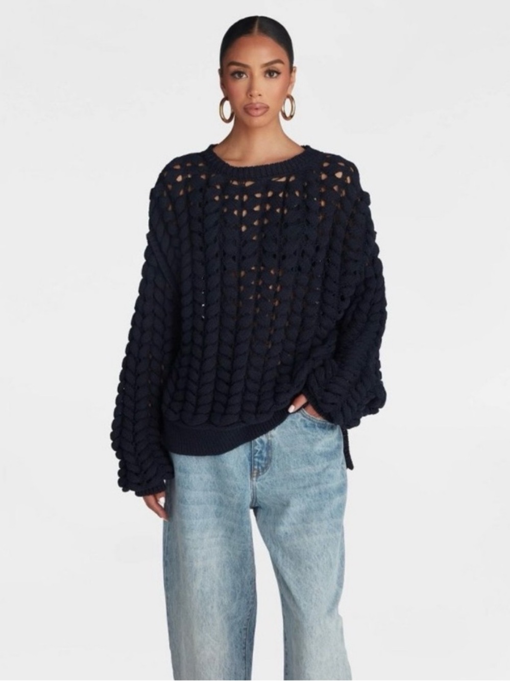 KBB by KAHLANA Women’s Chunky Knit Sweater DARK NAVY